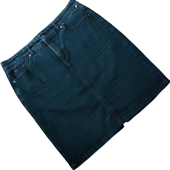 Denim Shirt, Black Midi Denim Skirt, Code Bleu Denim Skirt, Midi Denim Skirt - Picture 2 of 13